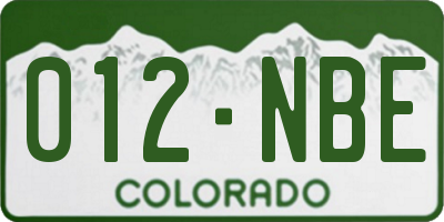 CO license plate 012NBE