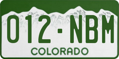 CO license plate 012NBM