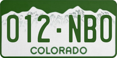 CO license plate 012NBO