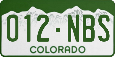 CO license plate 012NBS