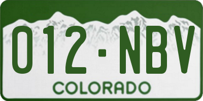CO license plate 012NBV