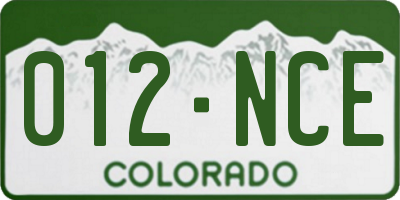 CO license plate 012NCE