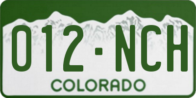CO license plate 012NCH