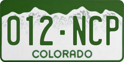 CO license plate 012NCP