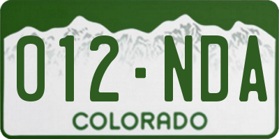 CO license plate 012NDA