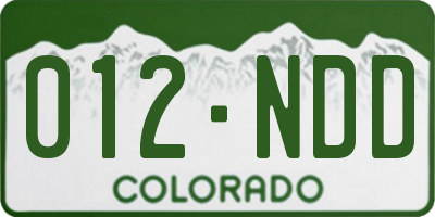 CO license plate 012NDD