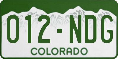 CO license plate 012NDG