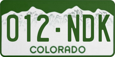 CO license plate 012NDK