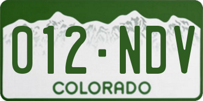 CO license plate 012NDV