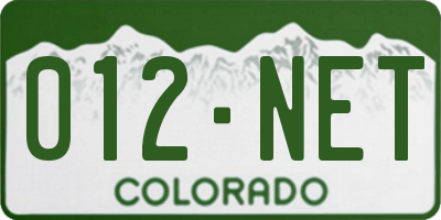 CO license plate 012NET