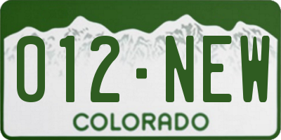 CO license plate 012NEW