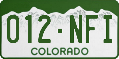 CO license plate 012NFI