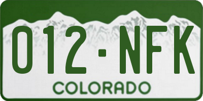 CO license plate 012NFK