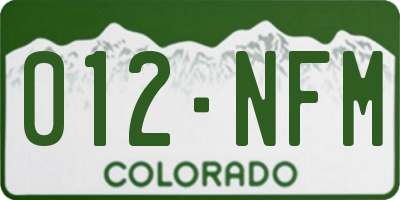 CO license plate 012NFM