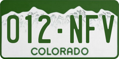 CO license plate 012NFV