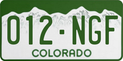 CO license plate 012NGF
