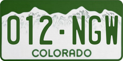 CO license plate 012NGW