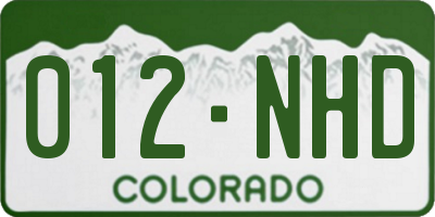 CO license plate 012NHD