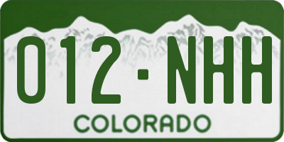 CO license plate 012NHH