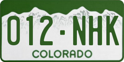 CO license plate 012NHK