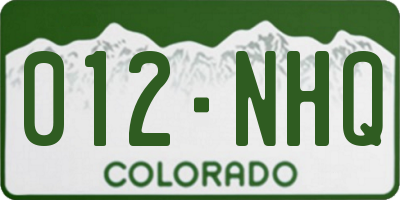 CO license plate 012NHQ