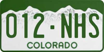 CO license plate 012NHS