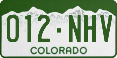 CO license plate 012NHV