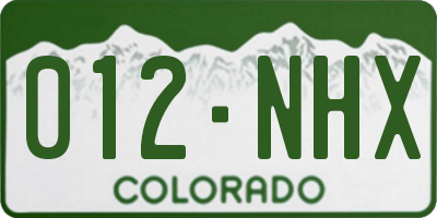 CO license plate 012NHX