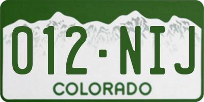 CO license plate 012NIJ