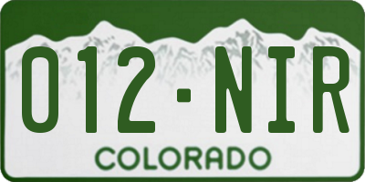CO license plate 012NIR