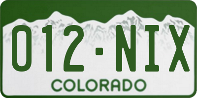 CO license plate 012NIX