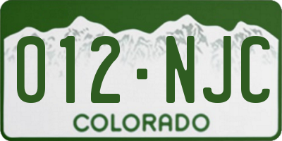 CO license plate 012NJC