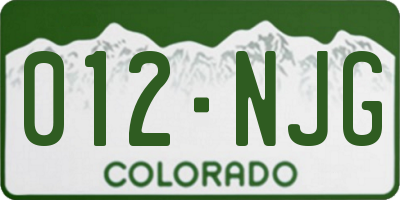 CO license plate 012NJG