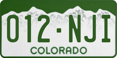 CO license plate 012NJI
