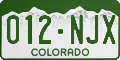 CO license plate 012NJX