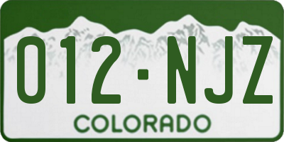 CO license plate 012NJZ