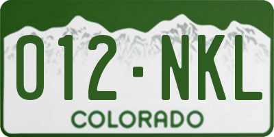 CO license plate 012NKL