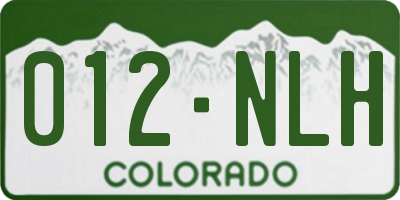 CO license plate 012NLH