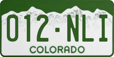 CO license plate 012NLI