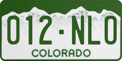 CO license plate 012NLO