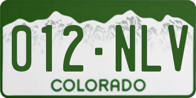 CO license plate 012NLV