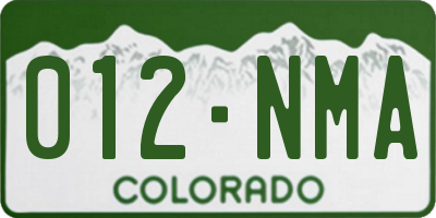 CO license plate 012NMA
