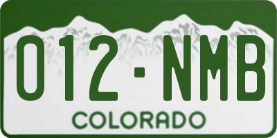 CO license plate 012NMB