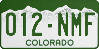 CO license plate 012NMF