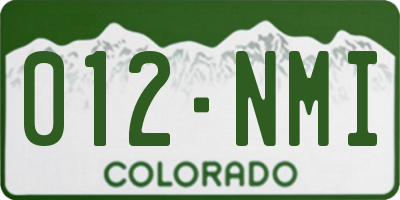 CO license plate 012NMI