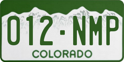 CO license plate 012NMP