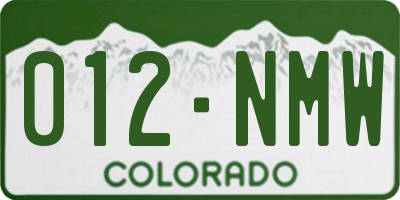 CO license plate 012NMW