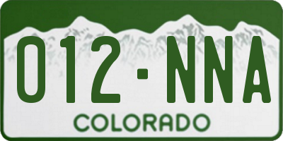 CO license plate 012NNA