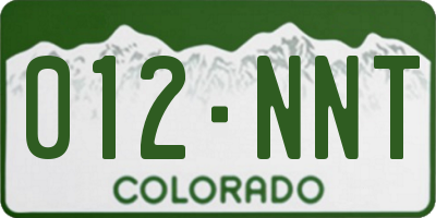CO license plate 012NNT