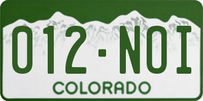 CO license plate 012NOI